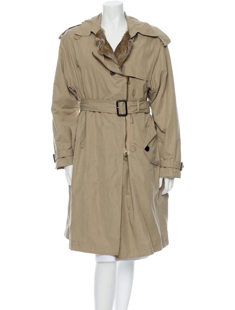 Helmut Lang Fur Lined Cotton Blend Trench Coat In Black Fwrd Gallery