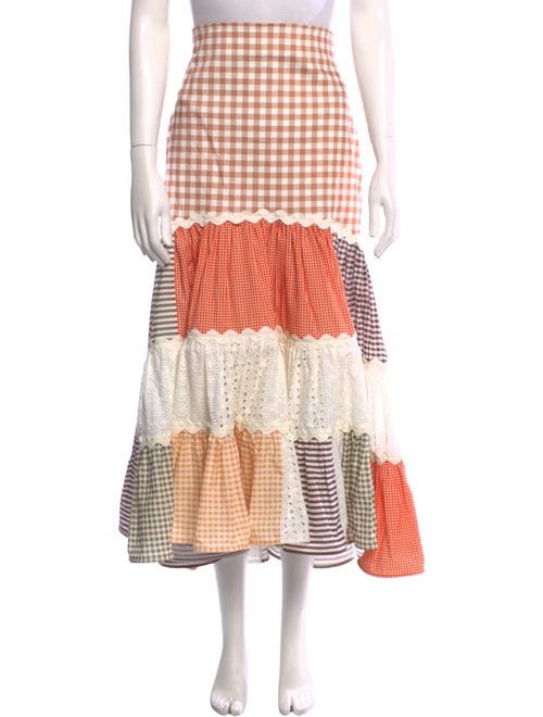 Silvia Tcherassi Plaid Print Midi Length Skirt