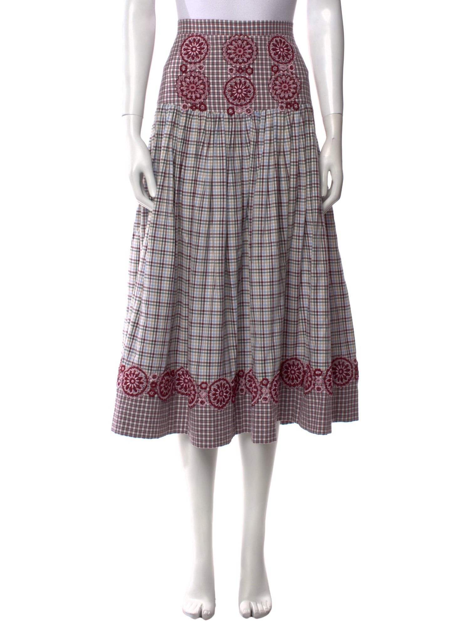 Silvia Tcherassi Plaid Print Midi Length Skirt