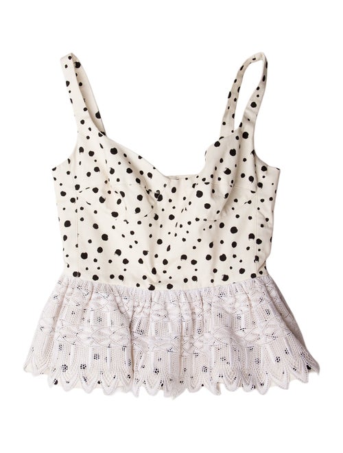 Silvia Tcherassi Polka Dot Print One-Shoulder Crop Top