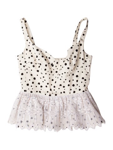 Silvia Tcherassi Tops Polka Dot Print One-Shoulder Crop Top XS