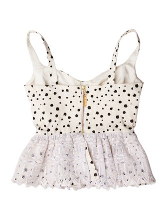 Silvia Tcherassi Polka Dot Print One-Shoulder Crop Top