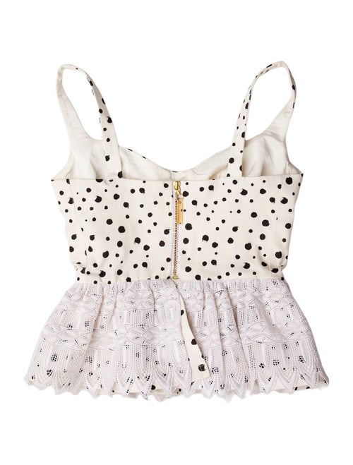 Silvia Tcherassi Polka Dot Print One-Shoulder Crop Top