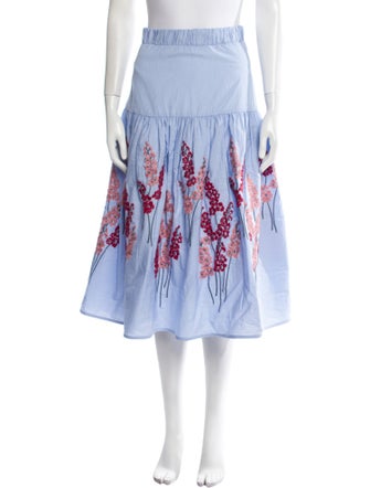 Silvia Tcherassi Embroidered Accent Midi Length Skirt