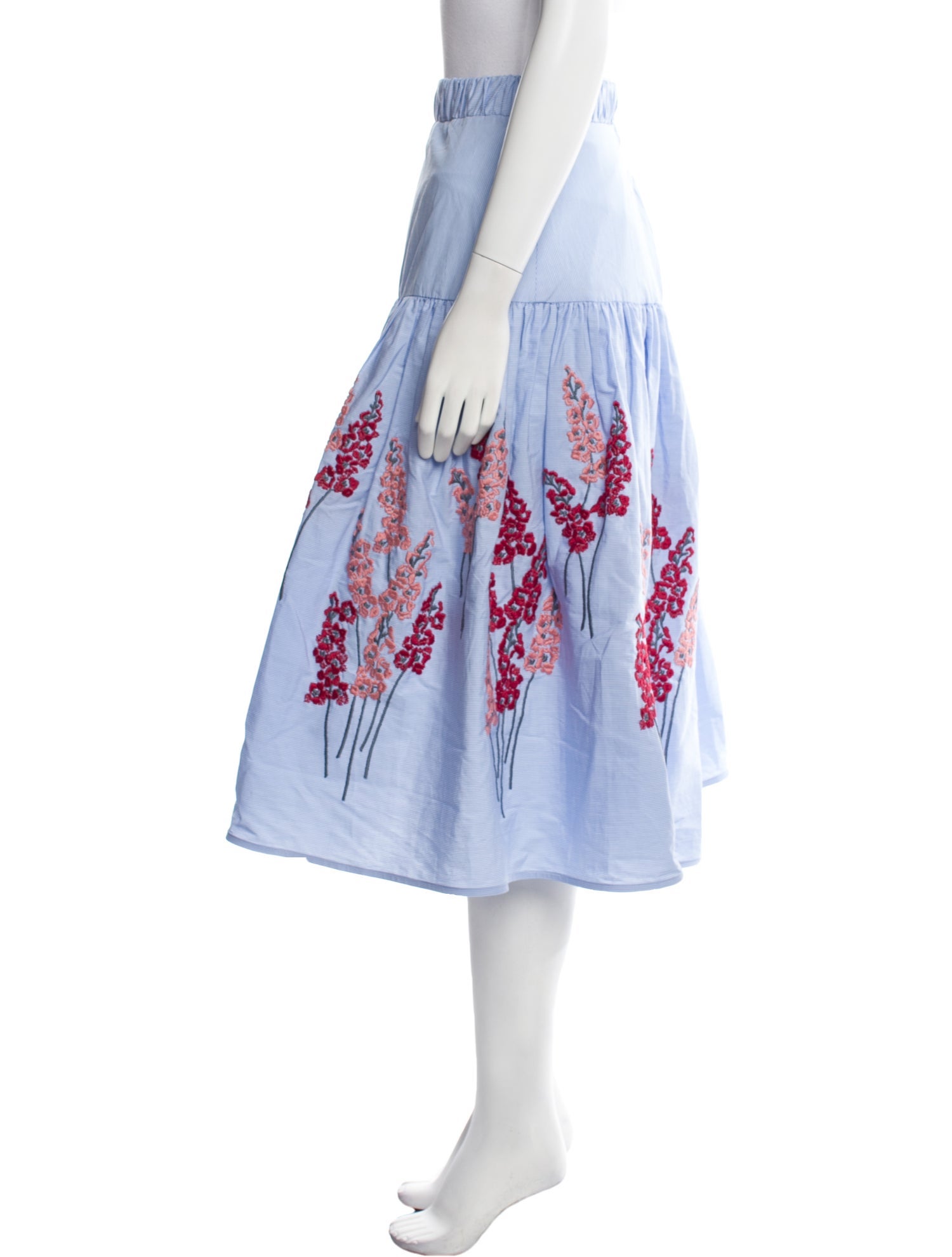 Silvia Tcherassi Embroidered Accent Midi Length Skirt