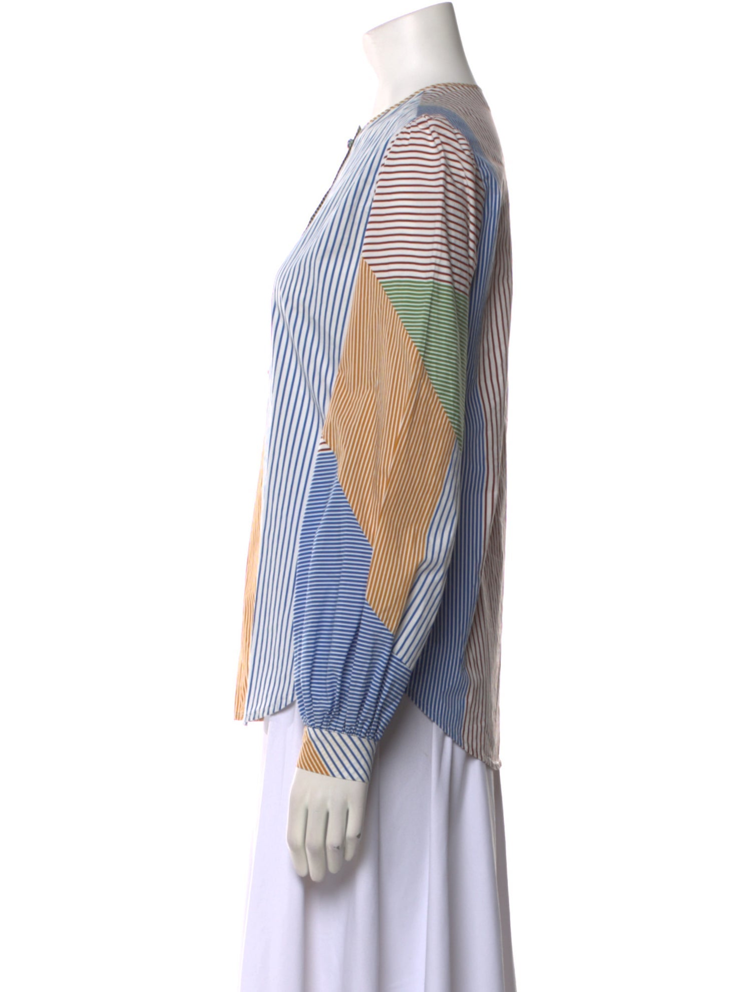 Silvia Tcherassi Striped Crew Neck Button-Up Top