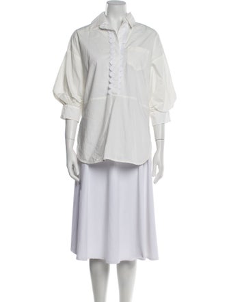 Silvia Tcherassi Three-Quarter Sleeve Button-Up Top