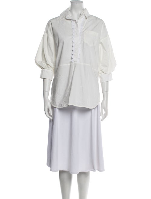 Silvia Tcherassi Three-Quarter Sleeve Button-Up Top
