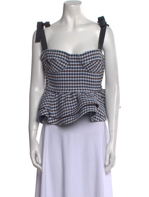 Silvia Tcherassi Plaid Print Square Neckline Crop Top