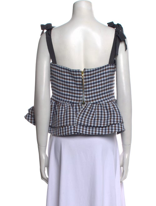 Silvia Tcherassi Plaid Print Square Neckline Crop Top