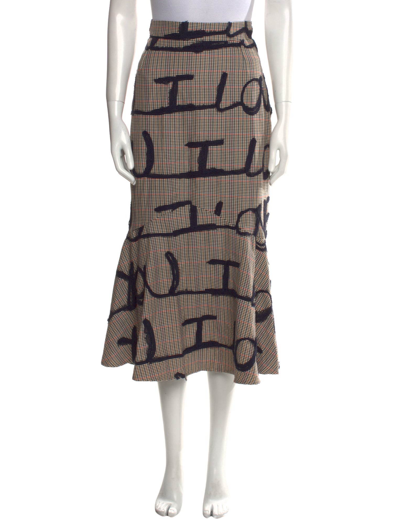 Silvia Tcherassi Plaid Print Midi Length Skirt