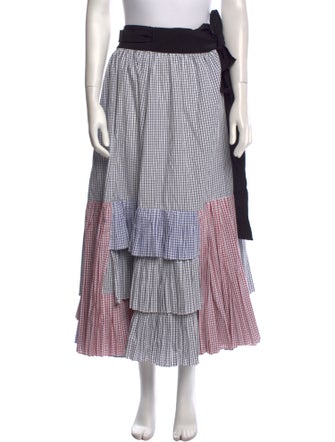 Silvia Tcherassi Plaid Print Midi Length Skirt