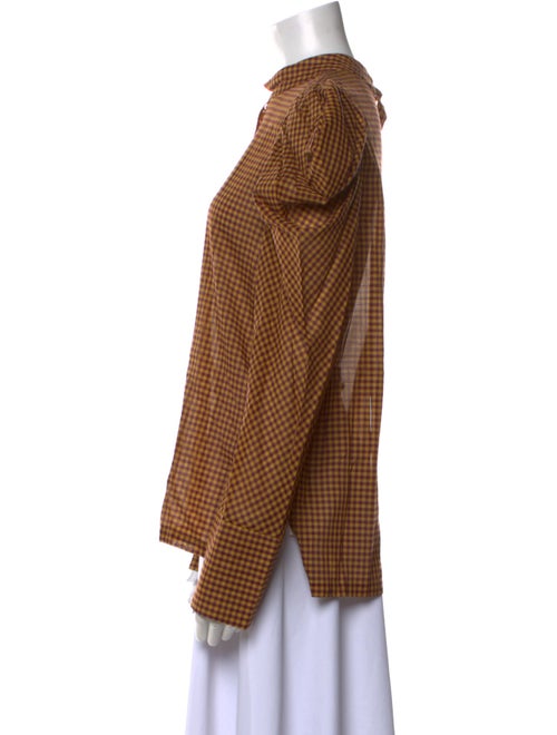 Silvia Tcherassi Plaid Print Mock Neck Button-Up Top