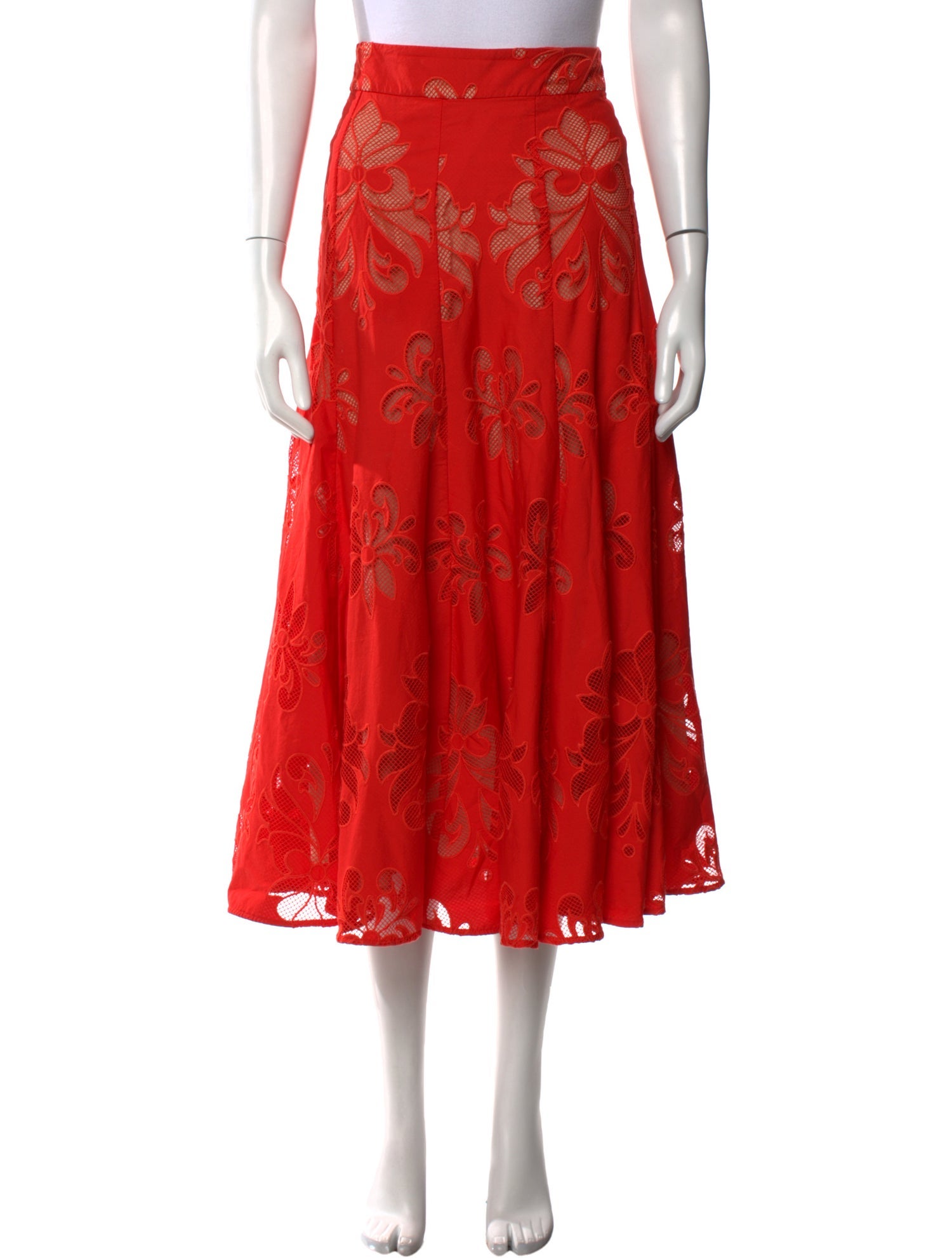 Silvia Tcherassi Lace Pattern Midi Length Skirt