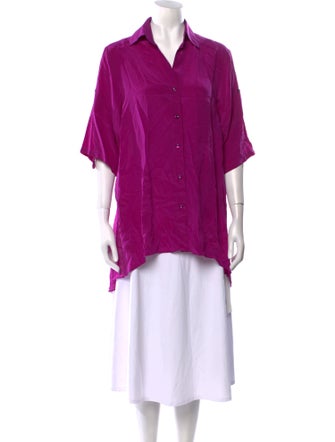 Silvia Tcherassi Silk Three-Quarter Sleeve Button-Up Top