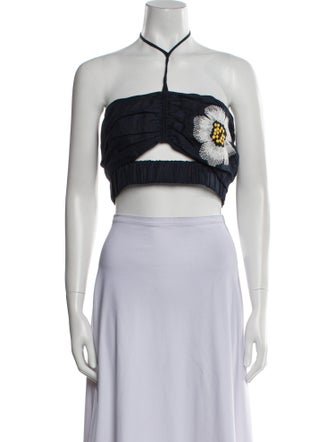 Silvia Tcherassi Linen Strapless Crop Top