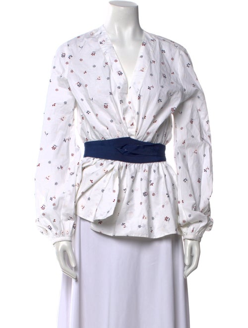 Silvia Tcherassi Printed V-Neck Button-Up Top