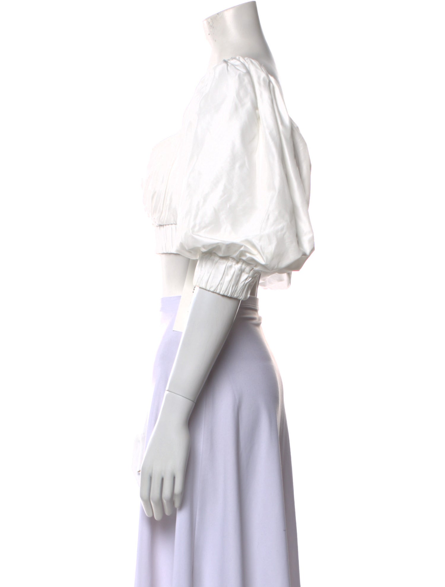 Silvia Tcherassi Square Neckline Three-Quarter Sleeve Crop Top