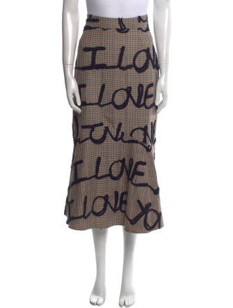 Silvia Tcherassi Plaid Print Midi Length Skirt