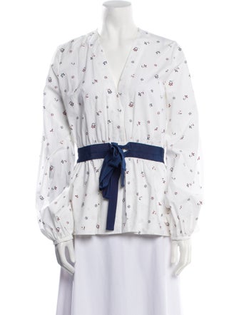 Silvia Tcherassi Printed V-Neck Button-Up Top