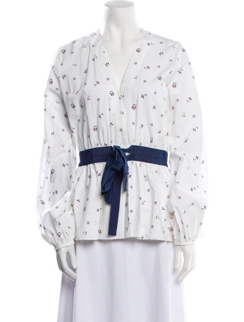 Silvia Tcherassi Printed V-Neck Button-Up Top