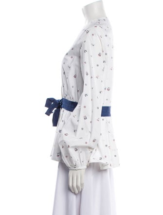 Silvia Tcherassi Printed V-Neck Button-Up Top