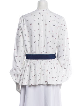 Silvia Tcherassi Printed V-Neck Button-Up Top