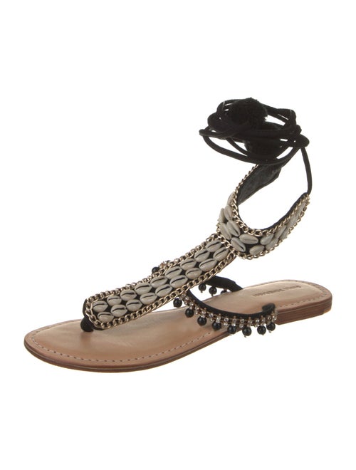 Silvia Tcherassi Leather Chain-Link Accents Gladiator Sandals
