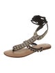 Silvia Tcherassi Leather Chain-Link Accents Gladiator Sandals