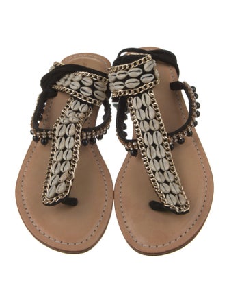 Silvia Tcherassi Leather Chain-Link Accents Gladiator Sandals