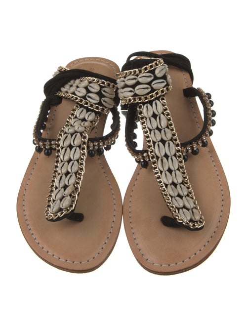 Silvia Tcherassi Leather Chain-Link Accents Gladiator Sandals