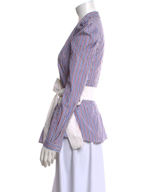 Silvia Tcherassi Striped V-Neck Button-Up Top