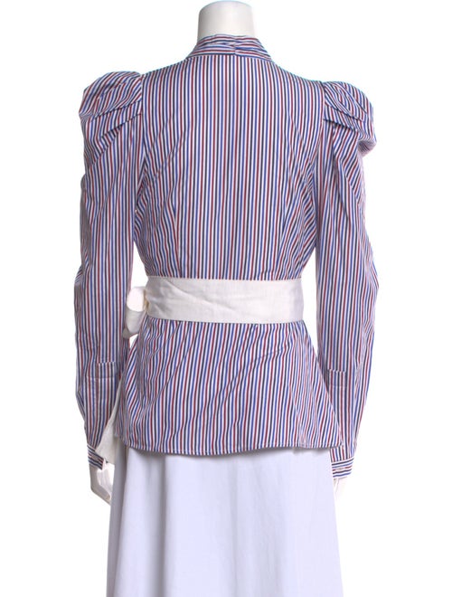 Silvia Tcherassi Striped V-Neck Button-Up Top