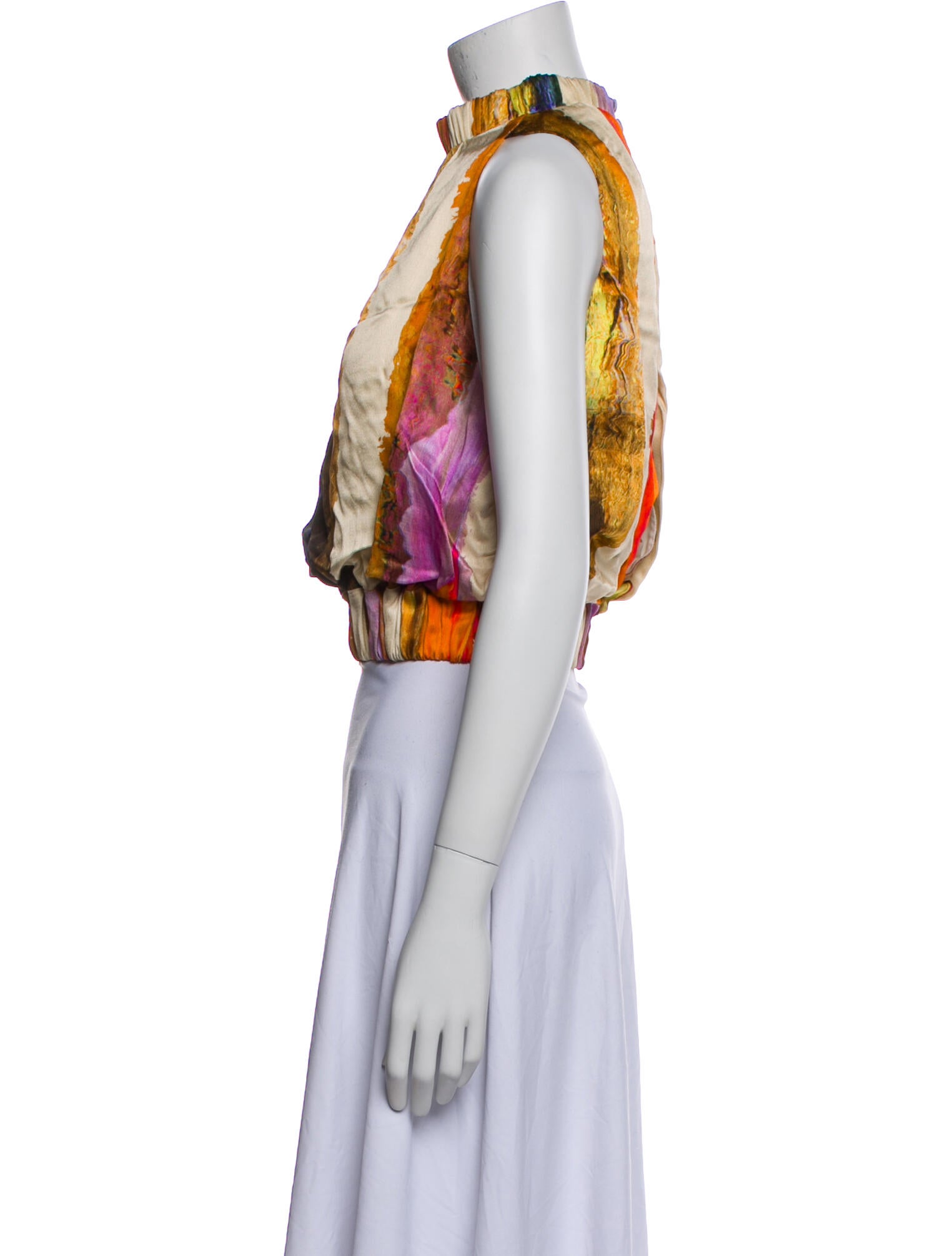 Silvia Tcherassi Striped Mock Neck Crop Top