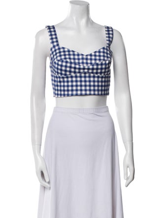 Silvia Tcherassi Plaid Print Square Neckline Crop Top