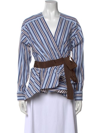 Silvia Tcherassi Striped V-Neck Blouse