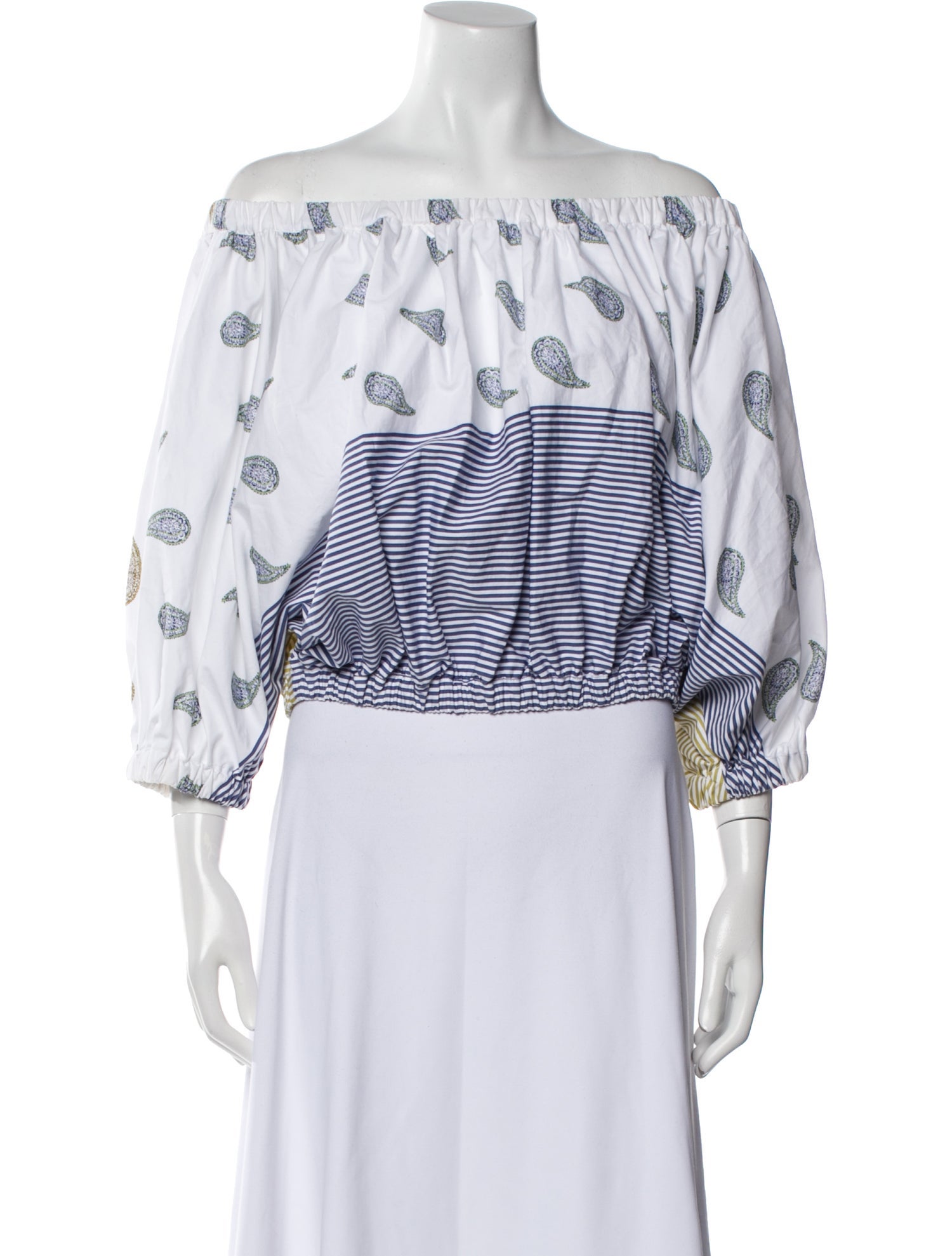 Silvia Tcherassi Striped Off-The-Shoulder Crop Top