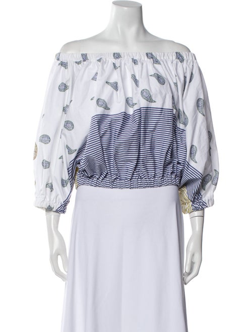 Silvia Tcherassi Striped Off-The-Shoulder Crop Top