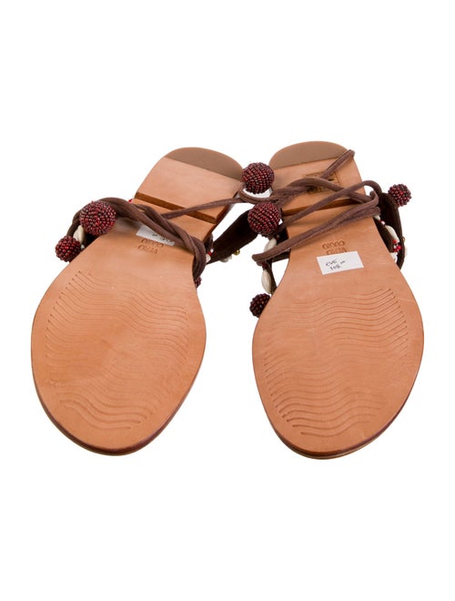 Silvia Tcherassi Faux Pearl Accents Suede Gladiator Sandals