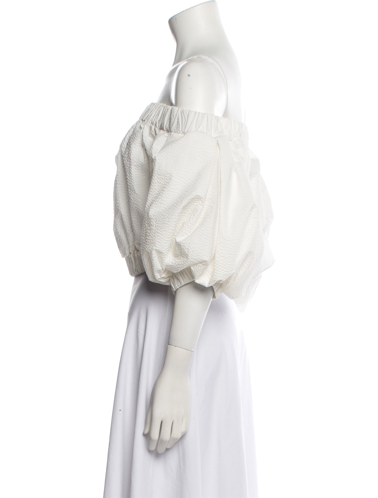 Silvia Tcherassi Off-The-Shoulder Three-Quarter Sleeve Crop Top