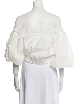 Silvia Tcherassi Off-The-Shoulder Three-Quarter Sleeve Crop Top