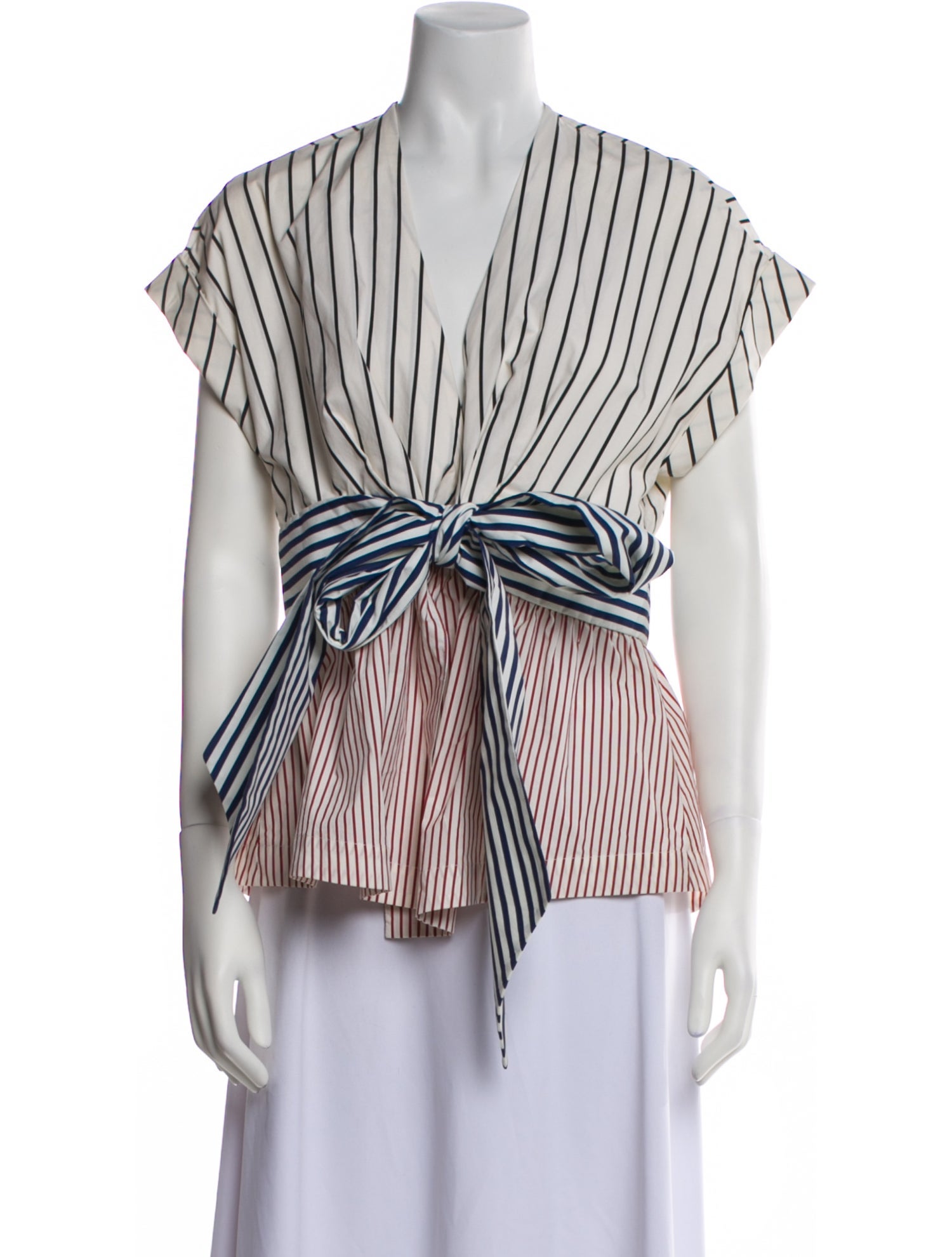 Silvia Tcherassi Striped V-Neck Blouse
