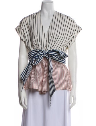 Silvia Tcherassi Striped V-Neck Blouse