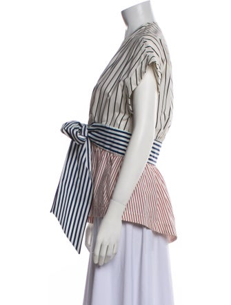 Silvia Tcherassi Striped V-Neck Blouse