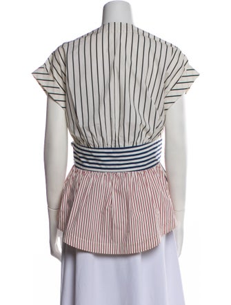 Silvia Tcherassi Striped V-Neck Blouse
