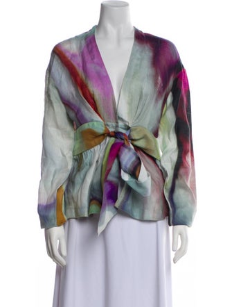 Silvia Tcherassi Linen Printed Blouse
