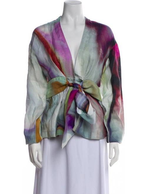 Silvia Tcherassi Linen Printed Blouse