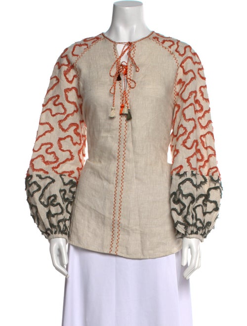 Silvia Tcherassi Linen Printed Blouse