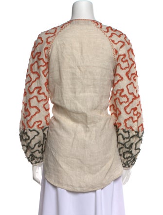 Silvia Tcherassi Linen Printed Blouse