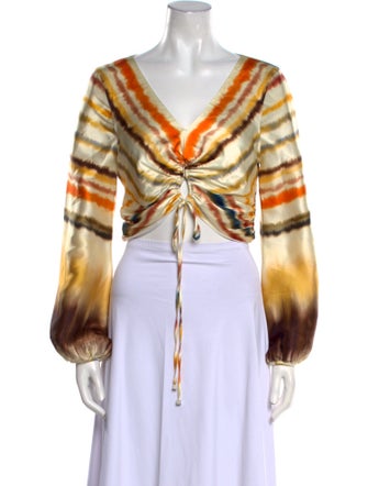 Silvia Tcherassi Silk Printed Crop Top